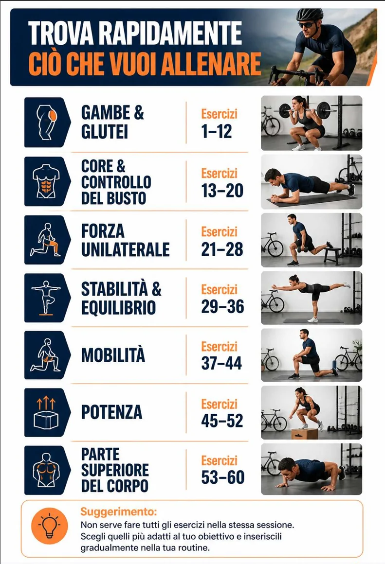 Pagina illustrata della guida di potenziamento per ciclisti 2